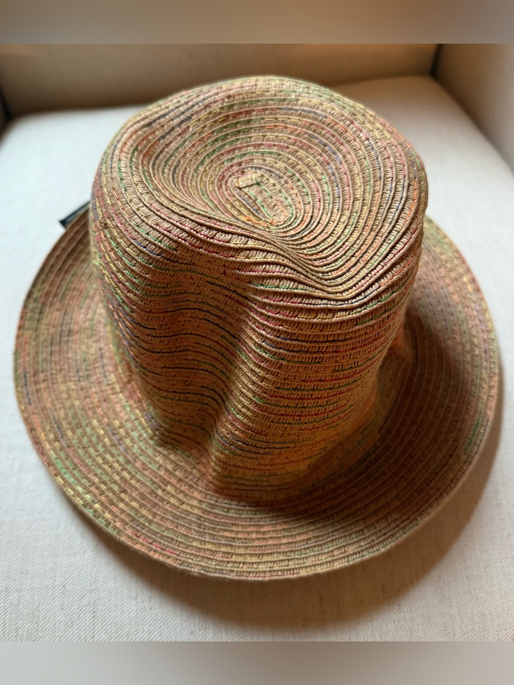 BIJOUX TERNER Tan Fedora Hat Cap Multicolor thread